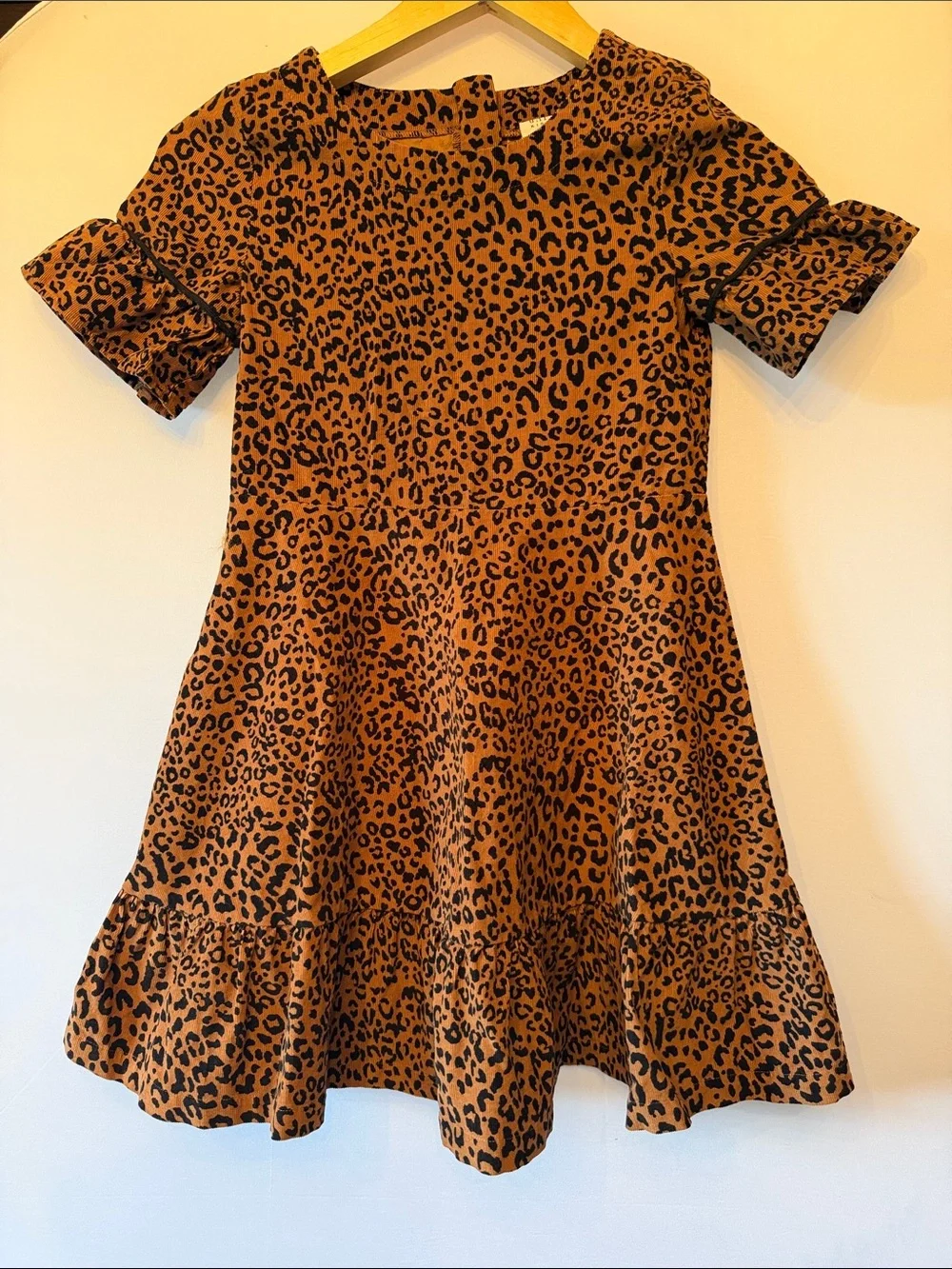 Gap Girls' Leopard Print Brown Ruffle corduroy dress